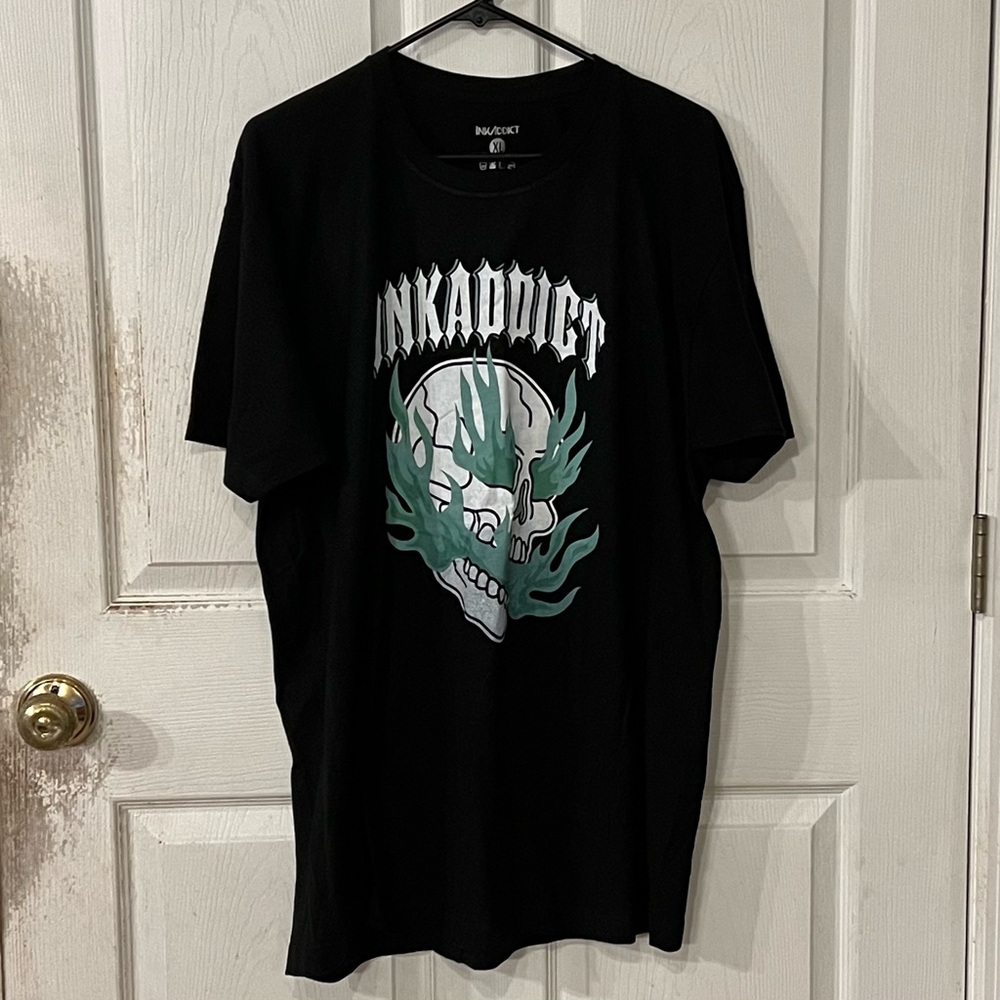 Ink Addict Skull Flames T-Shirt XL NEW!